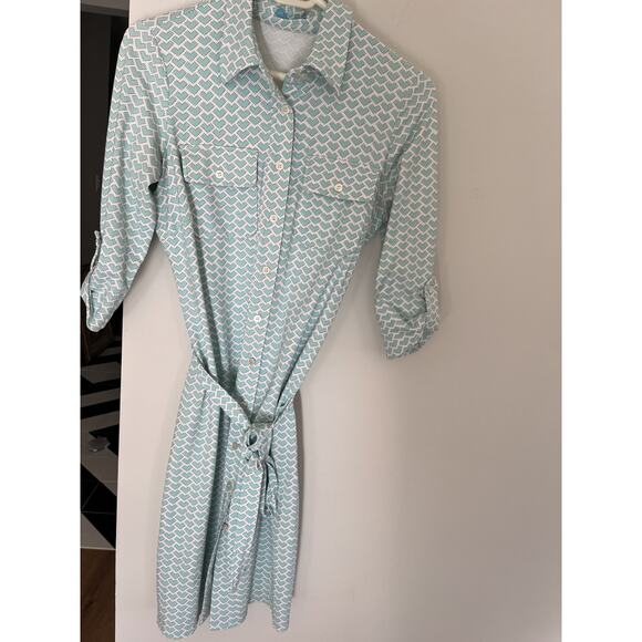 J McLauglin Womens Shirtdress Aqua XS Nylon Career Travel Preppy Packable - Picture 2 of 7